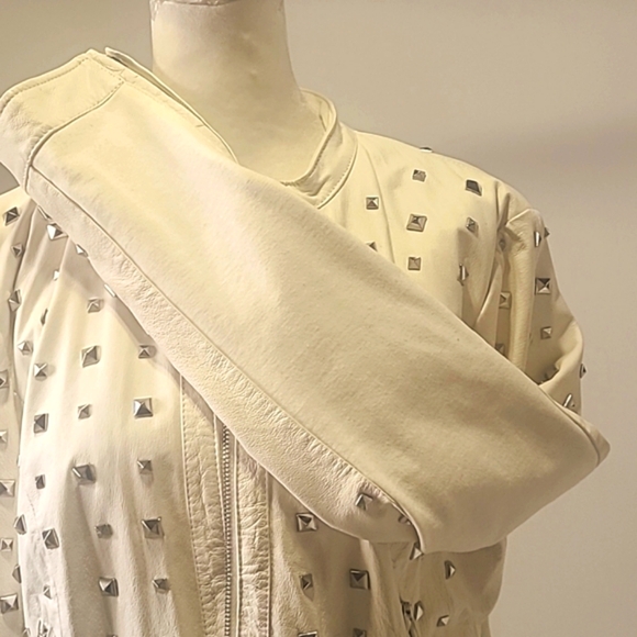 Bebe studded Leather off white jacket Motto - Picture 7 of 14